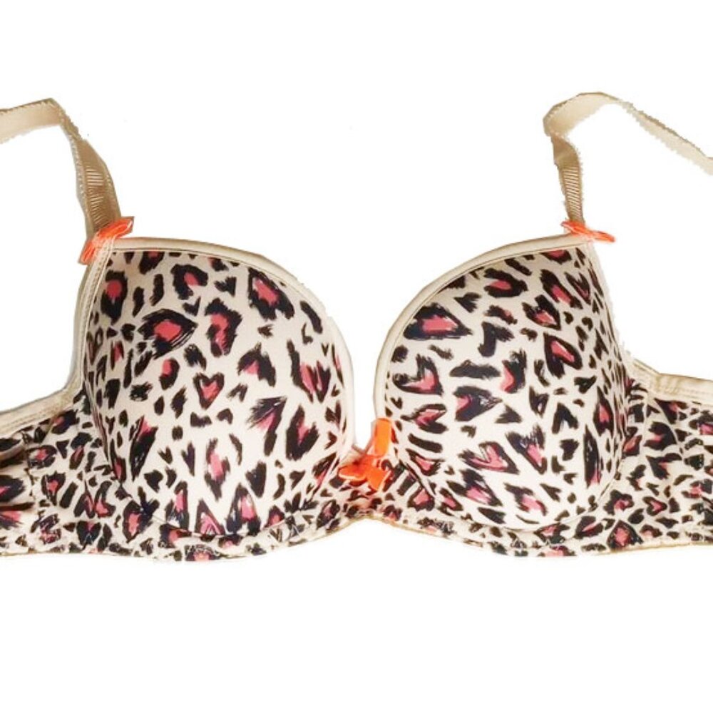 Freya Deco Molded Underwire Plunge Bra 32C Leopard Animal AA4234  50OFF3